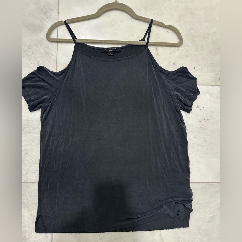 All Saints Open Shoulder Tank Top with Sleeves